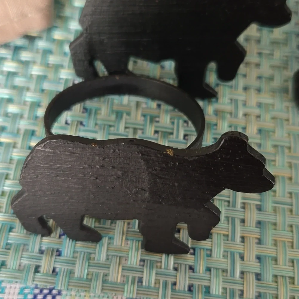 Black Bear metal Napkin Rings - Picture 7 of 7